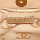 CHANEL Hand Bag Lamb Skin Beige Gold CC Auth 135275V-17