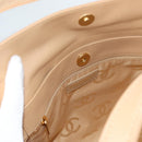 CHANEL Hand Bag Lamb Skin Beige Gold CC Auth 135275V-20