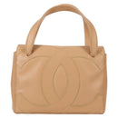 CHANEL Hand Bag Lamb Skin Beige Gold CC Auth 135275V-2
