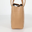 CHANEL Hand Bag Lamb Skin Beige Gold CC Auth 135275V-4
