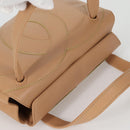 CHANEL Hand Bag Lamb Skin Beige Gold CC Auth 135275V-6