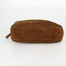 CHANEL Chain Hand Bag Suede Brown Gold CC Auth 135277V-6