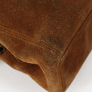 CHANEL Chain Hand Bag Suede Brown Gold CC Auth 135277V-15