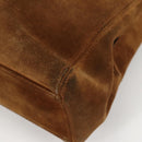 CHANEL Chain Hand Bag Suede Brown Gold CC Auth 135277V-16