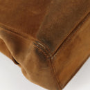 CHANEL Chain Hand Bag Suede Brown Gold CC Auth 135277V-10