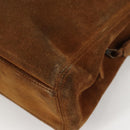 CHANEL Chain Hand Bag Suede Brown Gold CC Auth 135277V-17