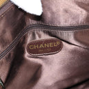 CHANEL Chain Hand Bag Suede Brown Gold CC Auth 135277V-20