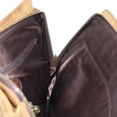 CHANEL Chain Hand Bag Suede Brown Gold CC Auth 135277V-21