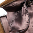 CHANEL Chain Hand Bag Suede Brown Gold CC Auth 135277V-24