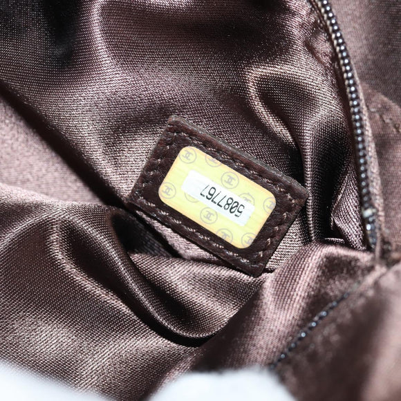 CHANEL Chain Hand Bag Suede Brown Gold CC Auth 135277V