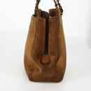 CHANEL Chain Hand Bag Suede Brown Gold CC Auth 135277V-3