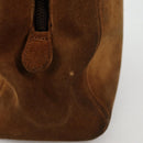 CHANEL Chain Hand Bag Suede Brown Gold CC Auth 135277V-4