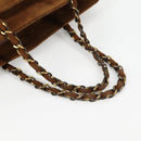 CHANEL Chain Hand Bag Suede Brown Gold CC Auth 135277V-8