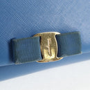 Salvatore Ferragamo Chain Shoulder Bag Leather Gold Light Blue Auth 135286-15