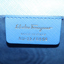 Salvatore Ferragamo Chain Shoulder Bag Leather Gold Light Blue Auth 135286-17
