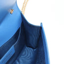 Salvatore Ferragamo Chain Shoulder Bag Leather Gold Light Blue Auth 135286-19