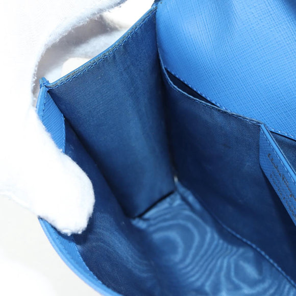 Salvatore Ferragamo Chain Shoulder Bag Leather Gold Light Blue Auth 135286