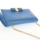 Salvatore Ferragamo Chain Shoulder Bag Leather Gold Light Blue Auth 135286-6
