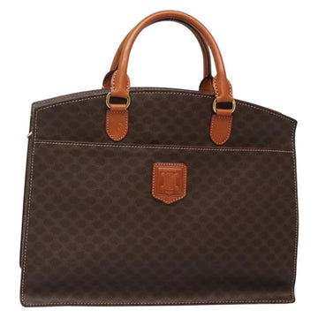 CELINE Macadam Canvas Hand Bag PVC Leather Brown Gold Auth 135287