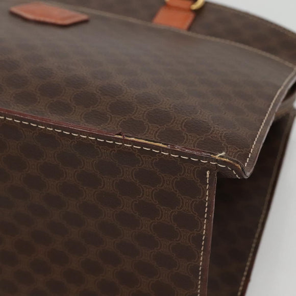 CELINE Macadam Canvas Hand Bag PVC Leather Brown Gold Auth 135287