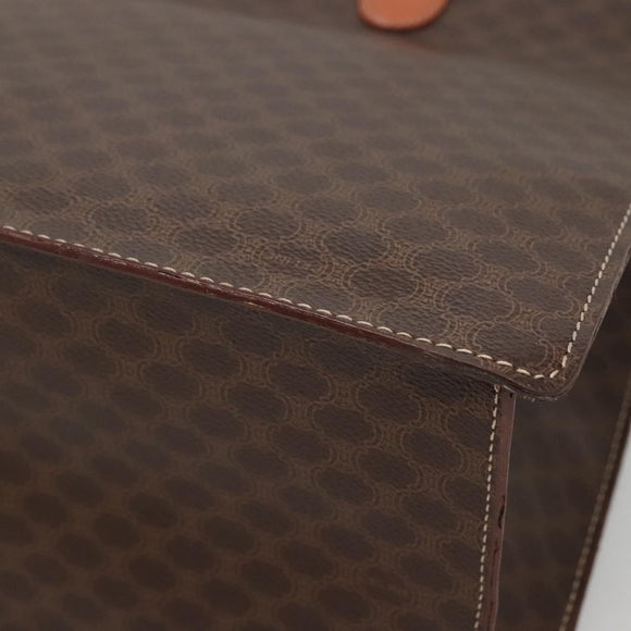 CELINE Macadam Canvas Hand Bag PVC Leather Brown Gold Auth 135287