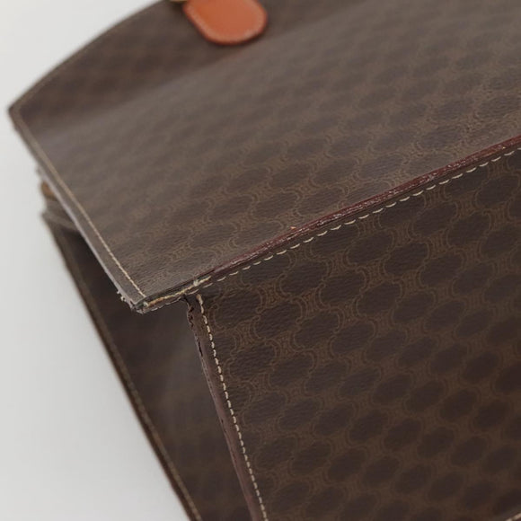 CELINE Macadam Canvas Hand Bag PVC Leather Brown Gold Auth 135287