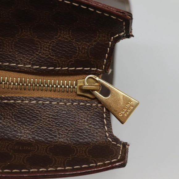 CELINE Macadam Canvas Hand Bag PVC Leather Brown Gold Auth 135287