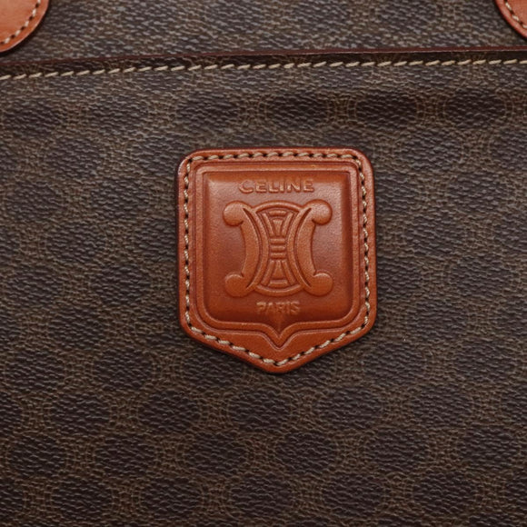 CELINE Macadam Canvas Hand Bag PVC Leather Brown Gold Auth 135287