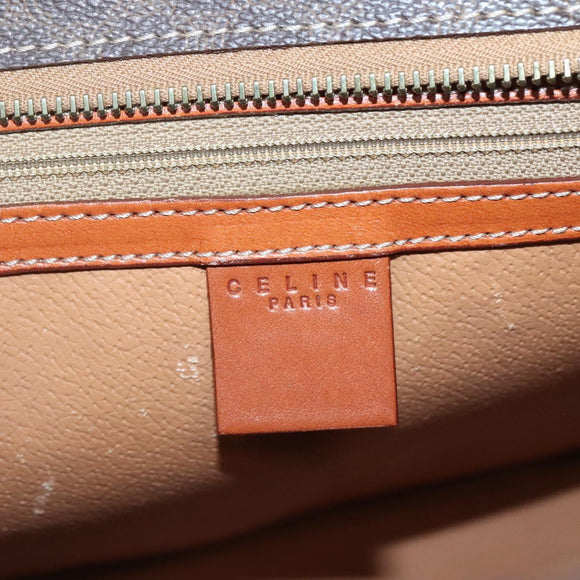 CELINE Macadam Canvas Hand Bag PVC Leather Brown Gold Auth 135287