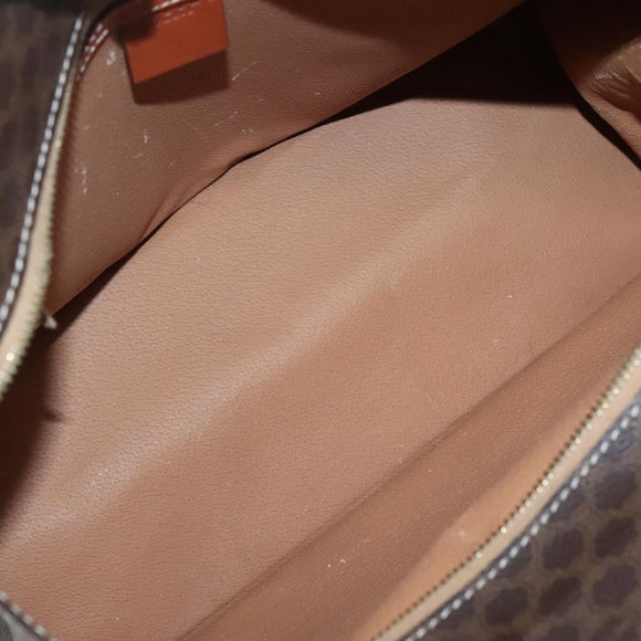 CELINE Macadam Canvas Hand Bag PVC Leather Brown Gold Auth 135287