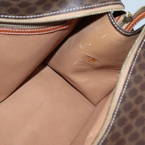 CELINE Macadam Canvas Hand Bag PVC Leather Brown Gold Auth 135287