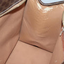 CELINE Macadam Canvas Hand Bag PVC Leather Brown Gold Auth 135287-11