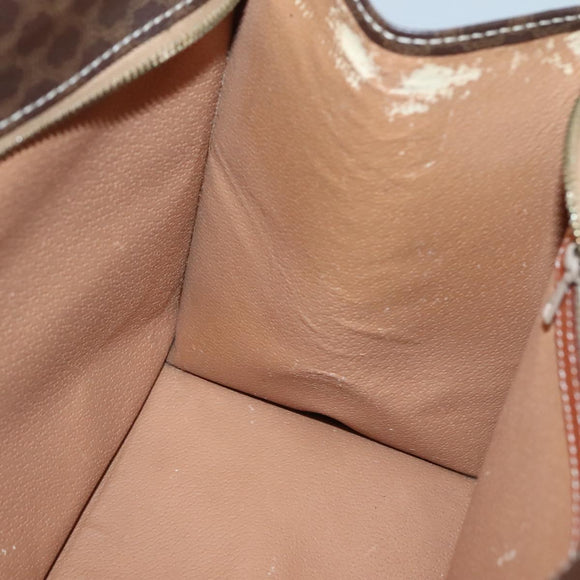 CELINE Macadam Canvas Hand Bag PVC Leather Brown Gold Auth 135287