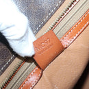 CELINE Macadam Canvas Hand Bag PVC Leather Brown Gold Auth 135287-12