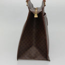 CELINE Macadam Canvas Hand Bag PVC Leather Brown Gold Auth 135287-3