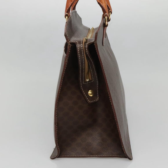 CELINE Macadam Canvas Hand Bag PVC Leather Brown Gold Auth 135287