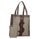 GUCCI GG Supreme Web Sherry Line Tote Bag PVC Beige Gold Red Auth 135289M-1