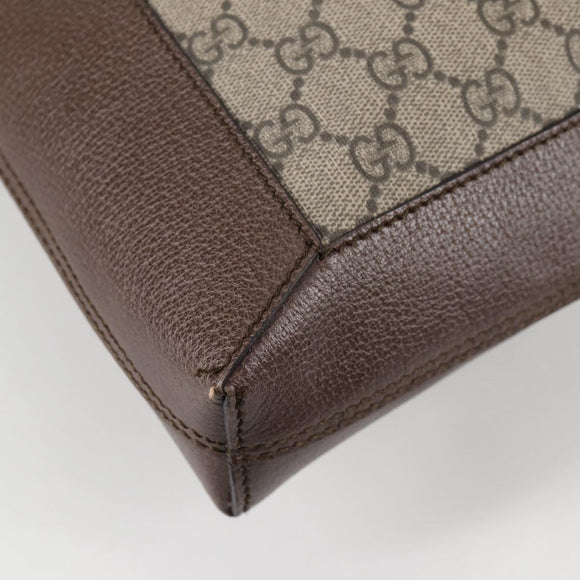 GUCCI GG Supreme Web Sherry Line Tote Bag PVC Beige Gold Red Auth 135289M