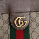 GUCCI GG Supreme Web Sherry Line Tote Bag PVC Beige Gold Red Auth 135289M-18