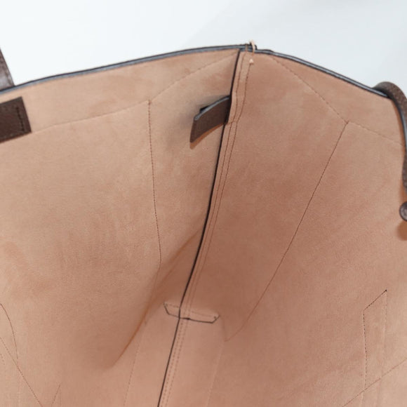 GUCCI GG Supreme Web Sherry Line Tote Bag PVC Beige Gold Red Auth 135289M