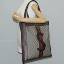 GUCCI GG Supreme Web Sherry Line Tote Bag PVC Beige Gold Red Auth 135289M-29