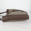 GUCCI GG Supreme Web Sherry Line Tote Bag PVC Beige Gold Red Auth 135289M-3