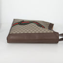 GUCCI GG Supreme Web Sherry Line Tote Bag PVC Beige Gold Red Auth 135289M-4