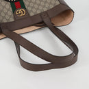 GUCCI GG Supreme Web Sherry Line Tote Bag PVC Beige Gold Red Auth 135289M-7