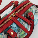 GUCCI GG Blooms Hand Bag PVC 2way Red Navy 546312 Auth 135290M-17