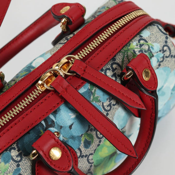 GUCCI GG Blooms Hand Bag PVC 2way Red Navy 546312 Auth 135290M
