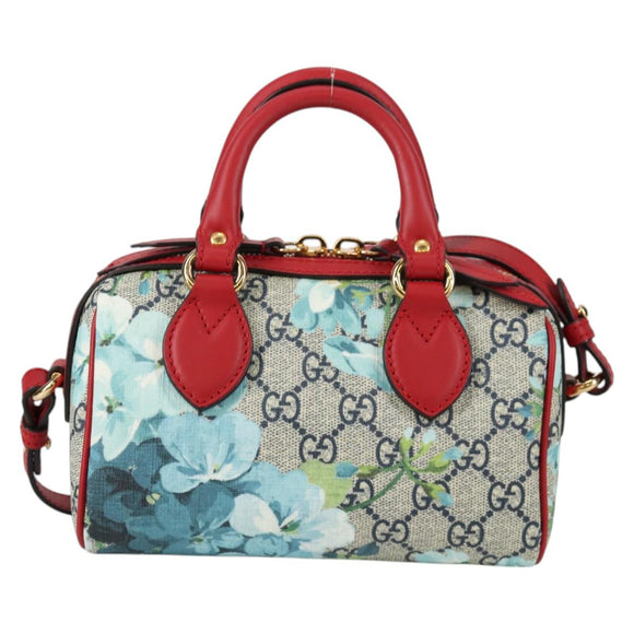 GUCCI GG Blooms Hand Bag PVC 2way Red Navy 546312 Auth 135290M