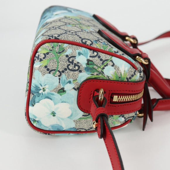 GUCCI GG Blooms Hand Bag PVC 2way Red Navy 546312 Auth 135290M