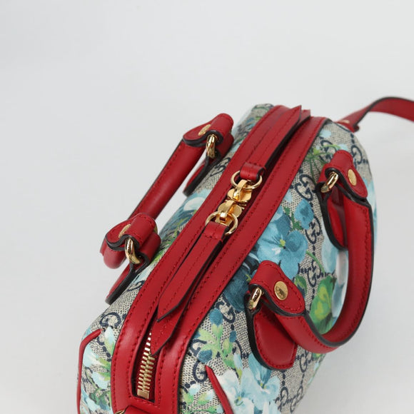 GUCCI GG Blooms Hand Bag PVC 2way Red Navy 546312 Auth 135290M