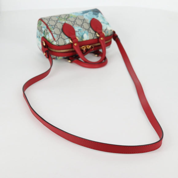 GUCCI GG Blooms Hand Bag PVC 2way Red Navy 546312 Auth 135290M